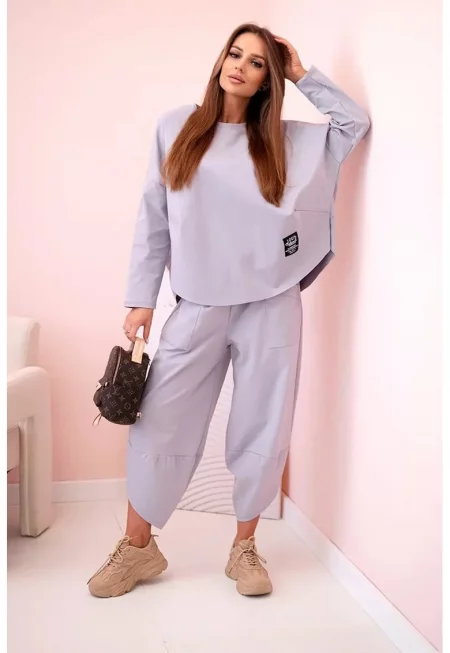 Комплект суичър с шарка и панталон - Един размер