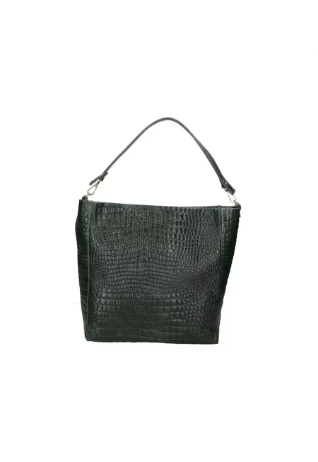 Кожена чанта 24149 с шагрен - Зелен