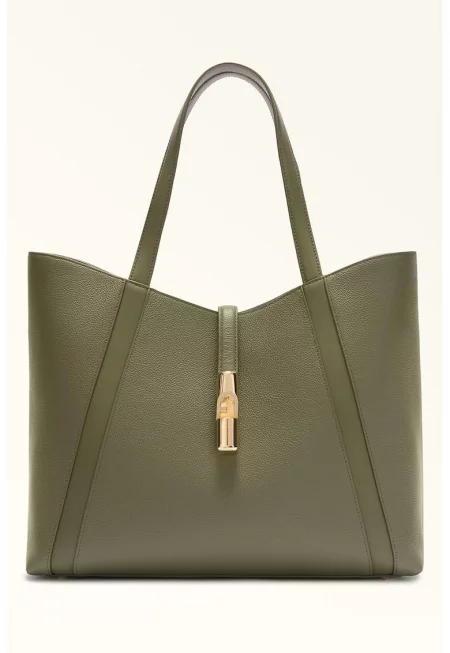 Кожена чанта Tote Goccia - Зелени аспержи