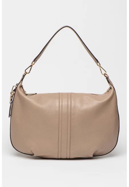 Кожена чанта за рамо Aurelyi - Сиво-кафяв