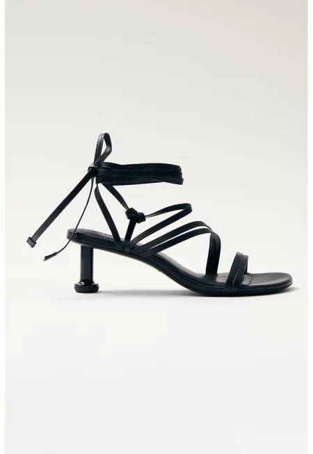Кожени сандали с каишки - Черен