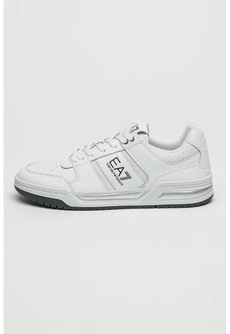 Кожени спортни обувки с перфорации - Черен/Бял