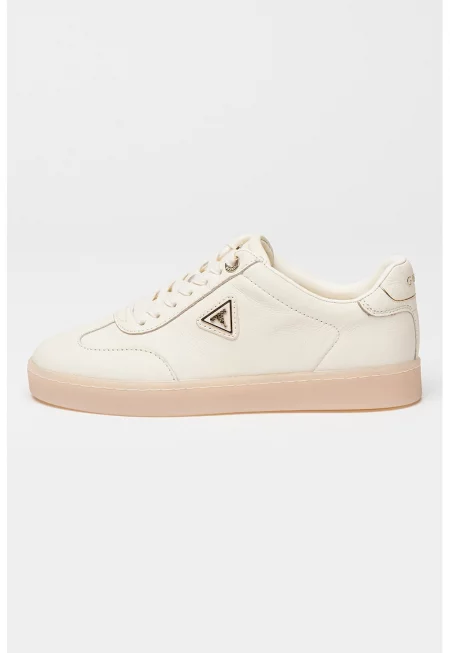 Кожени спортни обувки с връзки - Златист/Слонова кост