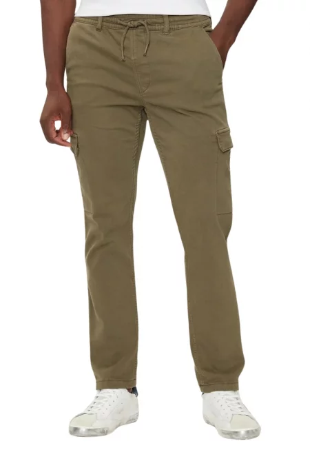 Мъжки панталон  каки - памук - със странични джобове - Каки