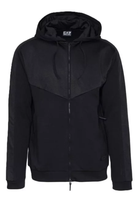 Мъжки суичър с цип  M HOODIE FZ CO PL - Памук - Черен - Черен