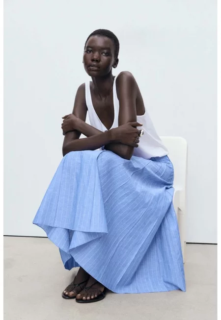 Миди пола от памук и лен