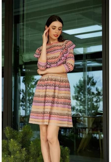 Мини рокля AVENUE № 29 - Плетена - с шарка и волани