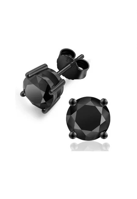 Обеци Моасанит Full Black 0.6ct - 5.5мм - Сребро 925