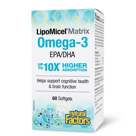 Омега-3 LipoMicel® – Сърдечна функция и концентрация, EPA 200 mg + DHA 133 mg, 585 mg, 60 софтгел капсули