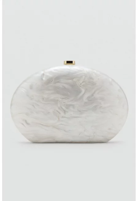 Овален клъч с презрамка с верижка - Слонова кост