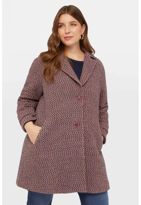 Палто с двойни ревери - Кафяв/Розово/Тъмносин