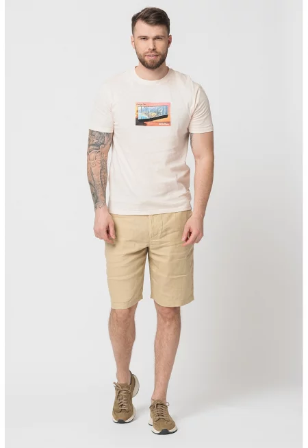 Памучна тениска с овално деколте