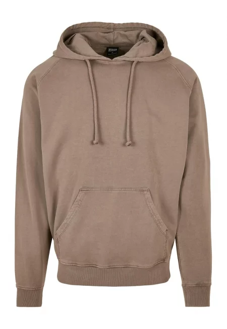 Памучно худи с джоб кенгуру - Светло кафяво