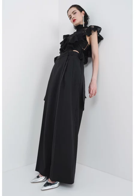 Пола-панталон с вълна - Черен