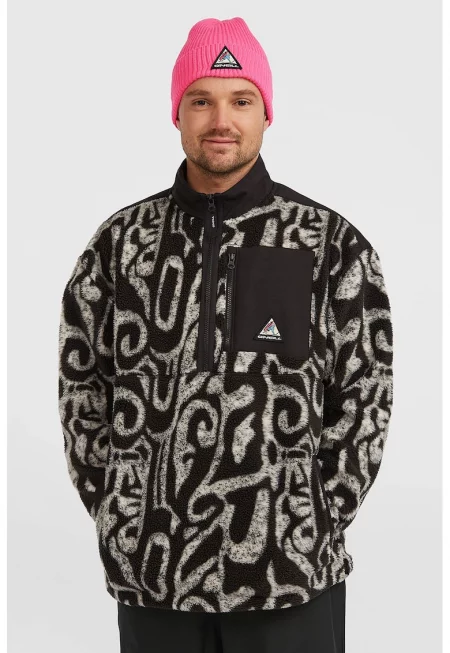 Поларен суитшърт FWC Play с принт и къс цип