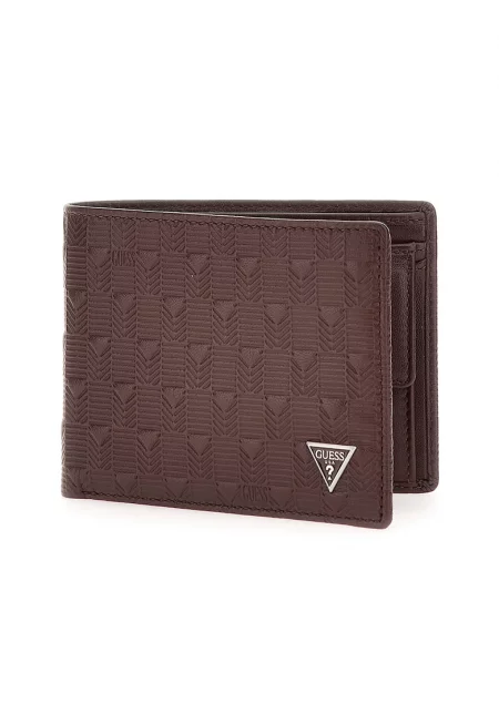 Портфейл Madrid с двойно прегъване и релеф - Кафяв