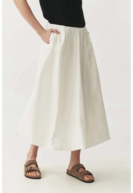 Разкроена пола със странични джобове - Бял