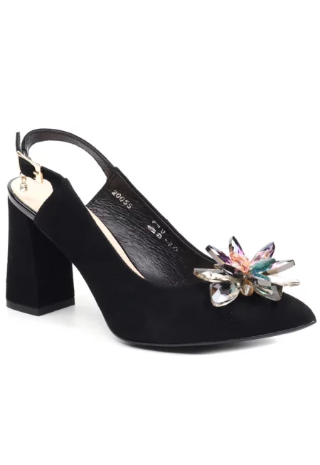 Разкроени дамски обувки 20055 черен велур