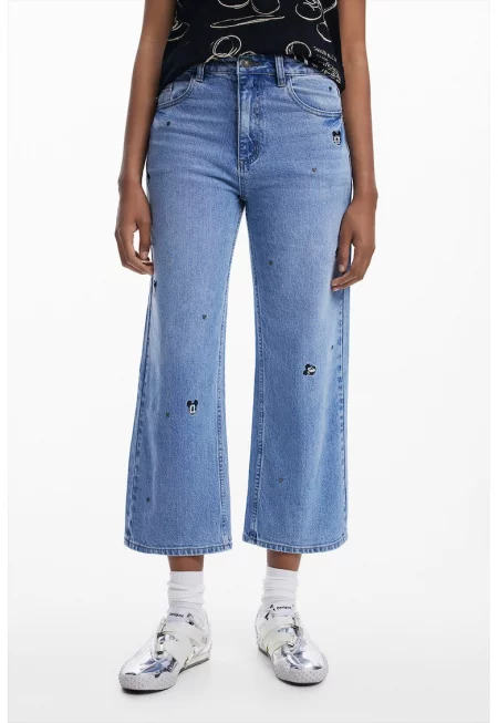 Разкроени дънки Mickey - Светлосин