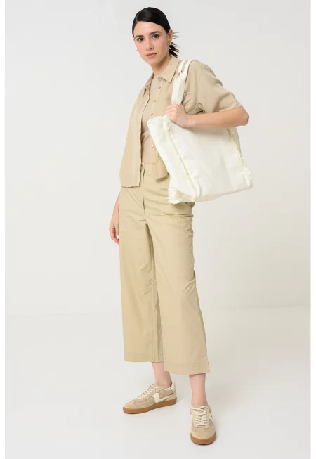 Риза с къси ръкави - Сиво-кафяв