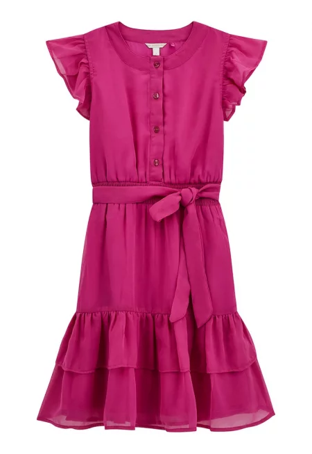 Рокля с набирания - без ръкави - Тъмнорозов