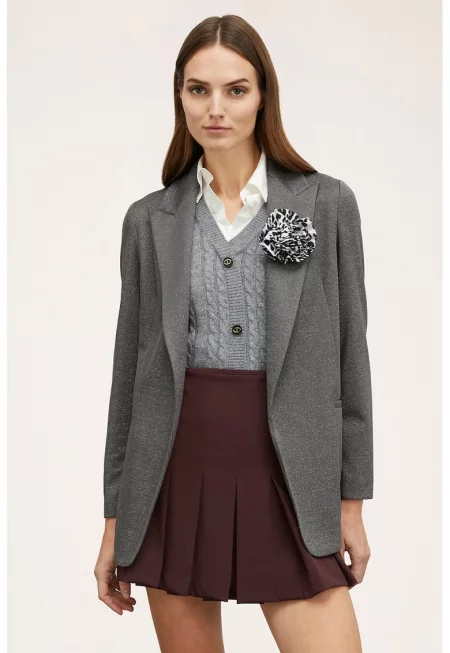 Сако с раздвоен ревер - без закопчаване - Tъмносив