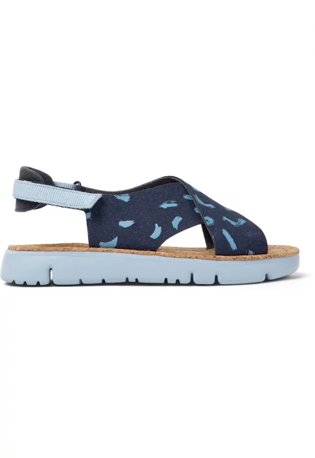 Сандали Oruga 27397 от набук с отворена пета - Син