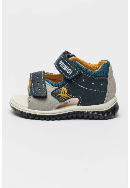 Сандали от еко кожа с велкро и лого - Ултрамарин синьо/Кралско Синьо