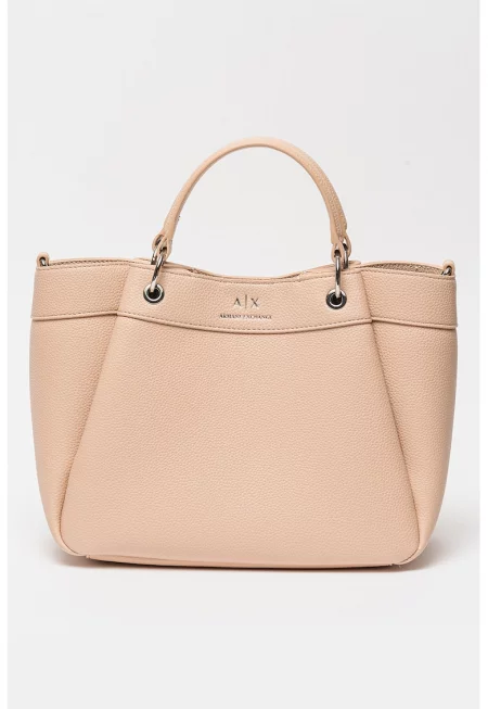 Шопинг чанта с текстилна презрамка - Светло бежово