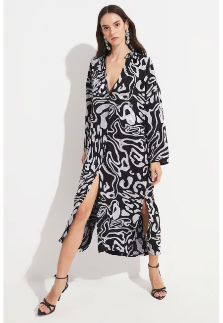 Шпиц рокля - Бял/Черен