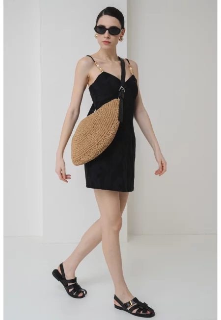 Шпиц рокля с памук - Черен