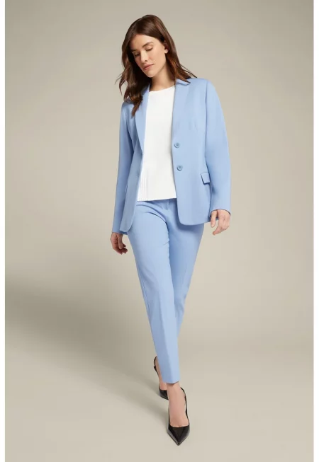 Скосен панталон със средна талия - Ледено синьо