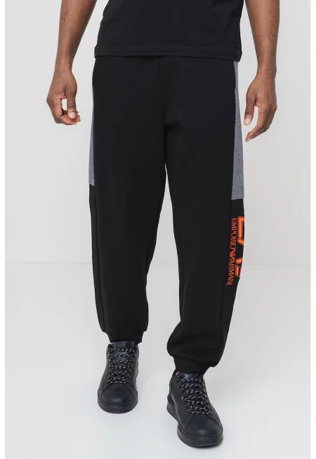 Спортен панталон с връзка - Черен/Меланж тъмно сиво