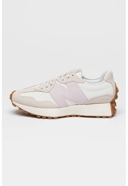 Спортни обувки 327 с кожа и велур - Слонова кост/Лилав