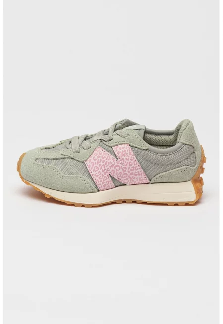 Спортни обувки 327 с животинска шарка и велур - Папратово зелено/Зелени аспержи