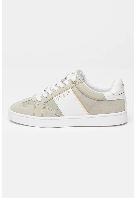 Спортни обувки с велур - Бял/Зелени аспержи