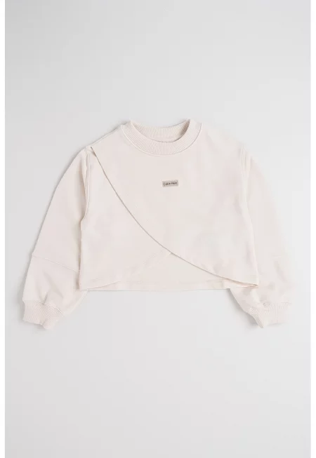 Стандартна блуза с овално деколте - Бежов