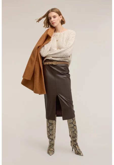 Свободен пуловер с паднали ръкави