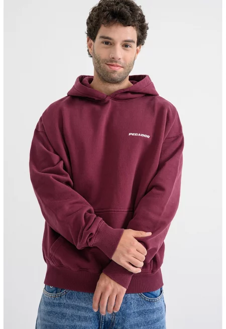 Свободно худи с джоб кенгуру - Червен