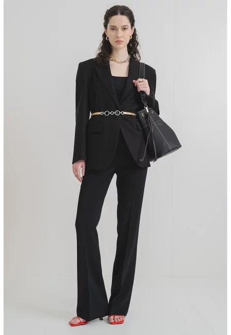 Свободно сако с двойни ревери - Черен