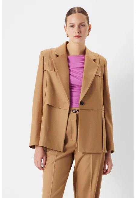 Свободно сако с раздвоен ревер - Камел