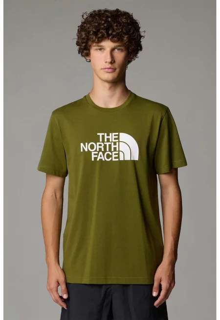 Тениска с лого и овално деколте - Маслинено зелено