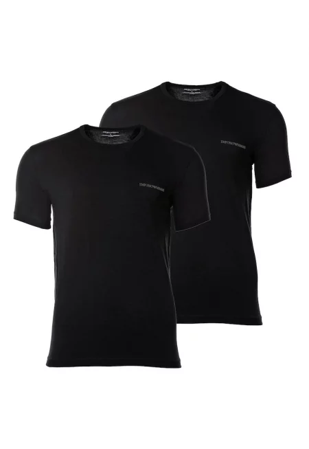 Тениска с овално деколте - 2 броя - Избеляло черно