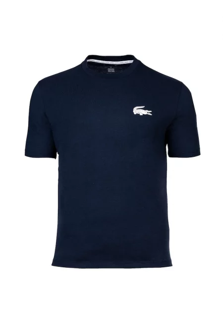 Тениска с овално деколте и лого - Тъмносин