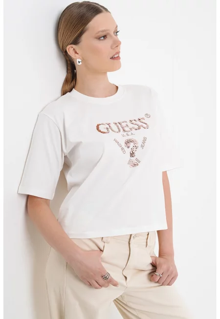 Тренировъчна памучна тениска с пайети