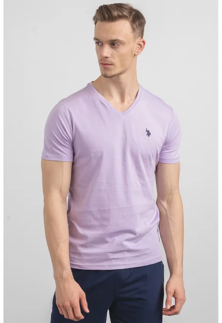 U.S. Polo Assn - Памучна тениска с шпиц