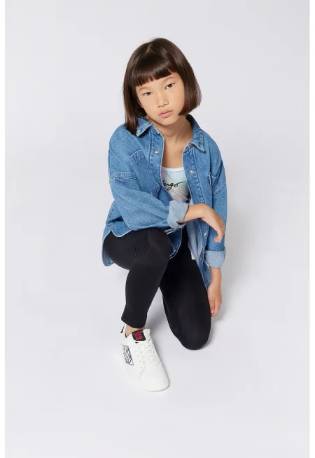 Уголемена дънкова риза с пришито лого - Лавандула