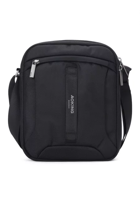 Унисекс чанта през рамо с джобове с цип - Черен