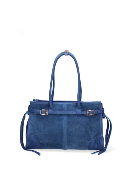 Велурена чанта за рамо Novara Ultra - Тъмносин