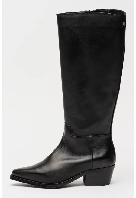 Високи кожени ботуши - Черен